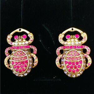 Heidi Daus OMEGA 🆕 “New Scarab In Town” Scarab Art Deco style Pierced Earrings